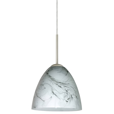 Besa Lighting Vila Cord Pendant, Marble Grigio, Satin Nickel Finish, 1x9W LED 1JT-4470MG-LED-SN